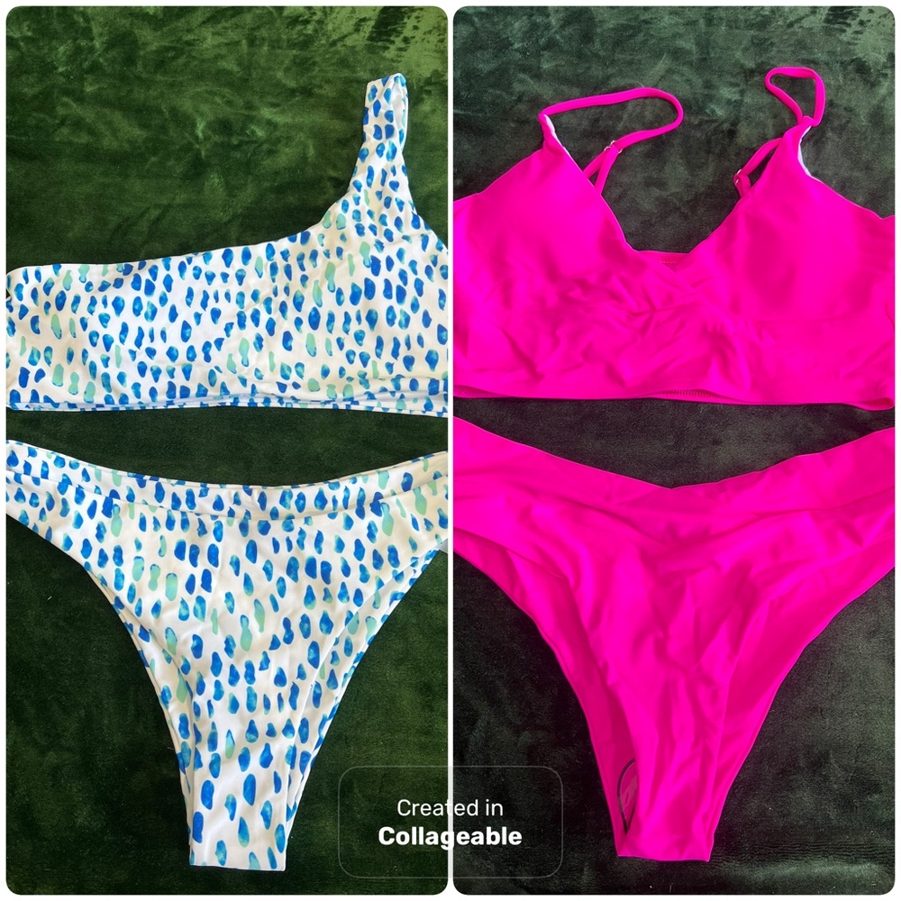2 Pink and Blue Bikini Set